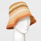 Women's Striped Straw Bucket Hat - Universal Thread Orange/natural