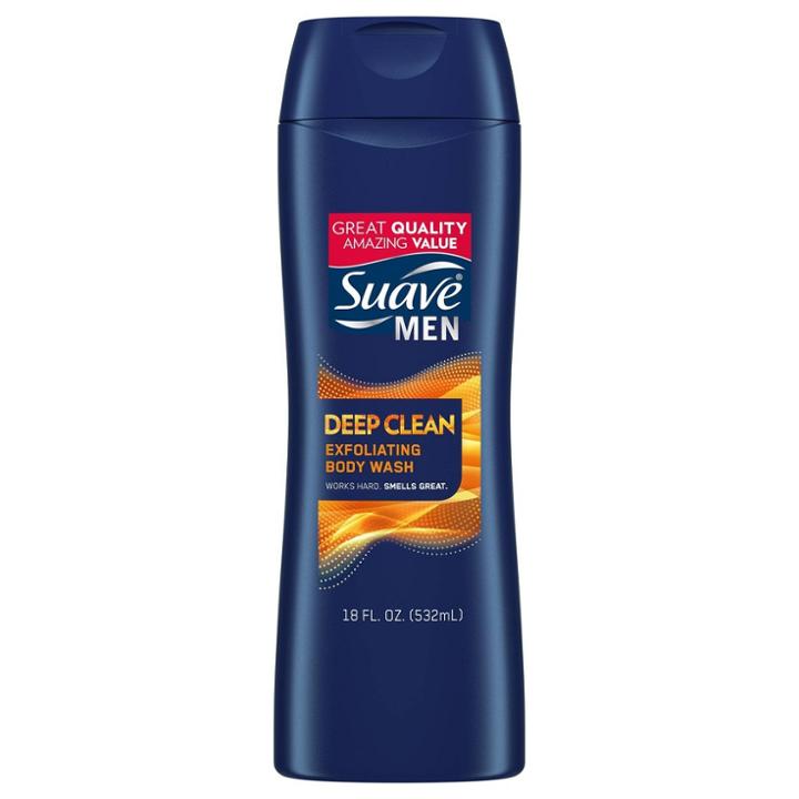 Suave Men Deep Clean Exfoliating Body Wash Soap For All Skin Types