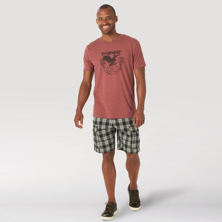 Wrangler Men's Big & Tall 10 Plaid Relaxed Fit Cargo Shorts - Dark Black