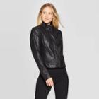 Women's Faux Fur Leather Jacket - A New Day Black