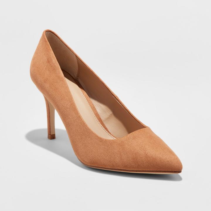 Target Women's Gemma Wide Width Pointed Toe Nude Pumps - A New Day Caramel 12w,