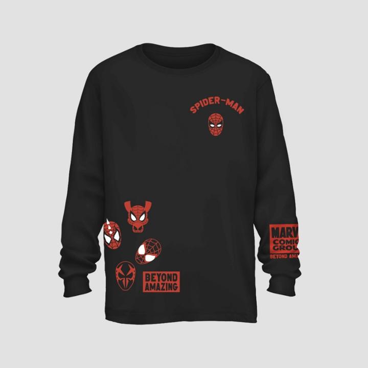 Men's Marvel Spider-man Long Sleeve Graphic T-shirt - Black