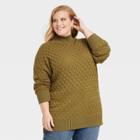 Women's Plus Size Mock Turtleneck Sweater - Knox Rose Olive