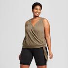 Women's Plus Size Wrap Front Knot Blouse - Universal Thread Olive (green) X