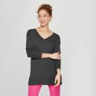 Women's V-neck Luxe Pullover - A New Day Charcoal Heather