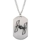 Men's Star Wars The Force Awakens Tie Fighter Laser Etched Stainless Steel Dog Tag Pendant With Chain (22), Size: