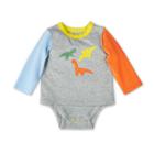 Baby Adaptive Dino Embroidered Color Block Long Sleeve Bodysuit - Christian Robinson X Target Gray Newborn
