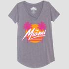 Petitewomen's Short Sleeve Miami Photo Print Graphic T-shirt - Awake Heather Gray M,