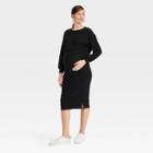 Match Back Ribbed Crop Maternity Skirt Set - Isabel Maternity By Ingrid & Isabel Black