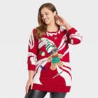 33 Degrees Women's Plus Size Gingerbread Holiday Graphic Sweater - Red