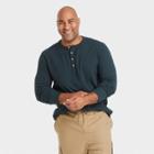 Men's Tall Standard Fit Long Sleeve Henley T-shirt - Goodfellow & Co Green