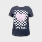 Grayson Threads Women's Valentine's Day Love More Short Sleeve Graphic T-shirt - Gray Checkered