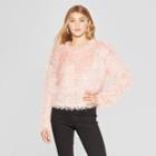 Women's Long Sleeve Fringe Pullover Sweater - Xhilaration Pink