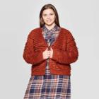 Women's Plus Size Long Sleeve Loopy Cardigan - Universal Thread Rust 1x,