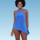 Women's Slimming Control High Neck Tankini Top - Dreamsuit By Miracle Brands Blue
