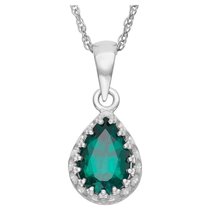 Target Pear-cut Emerald Crown Pendant In Sterling