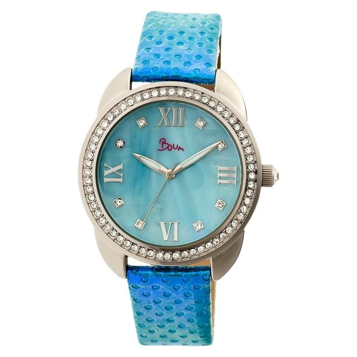 Women's Boum Forte Watch With Mother-of-pearl Dial And Chameleon Color Changing Genuine Leather Strap-silver/blue