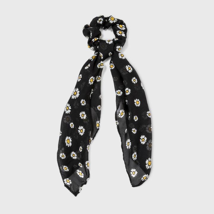 Daisy Pattern Chiffon Scarf Twister - Wild Fable Black