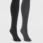 Muk Luks Women's Fleece Lined 2pk Tights - Black/dark Grey L, Women's, Size: