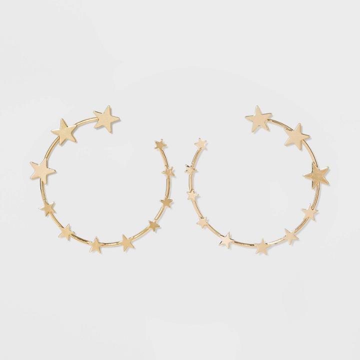 Star Hoop Earrings - Wild Fable Bright Gold, Women's