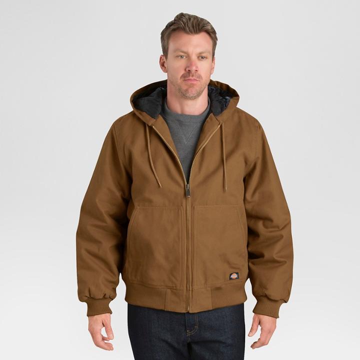 Dickies Men's Sanded Duck Hooded Jacket Brown Duck