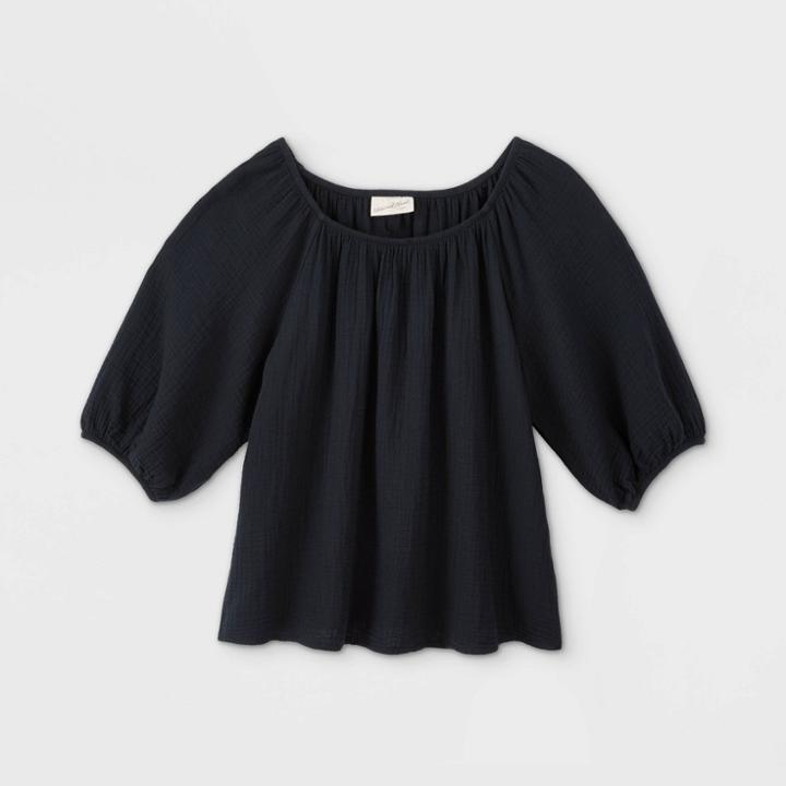 Women's Bubble Elbow Sleeve Blouse - Universal Thread Black M, Women's,