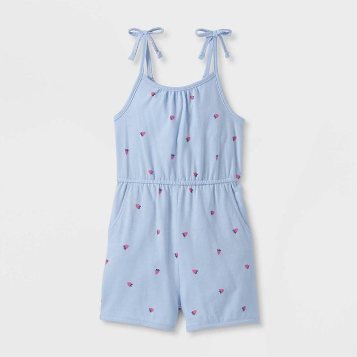 Toddler Girls' Strawberry Knit Romper - Cat & Jack Blue