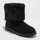 Women's Bela Wide Width Suede Cuff Boots - Universal Thread Black 9w,