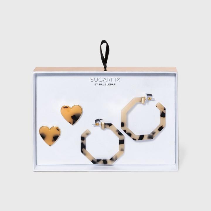 Sugarfix By Baublebar Tortoise Shell Earring Set 2pc - Blonde Tortoise, Yellow/white/green