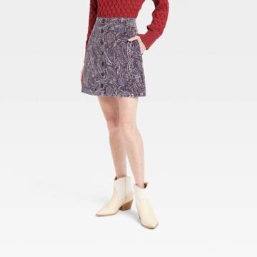 Women's Corduroy Mini Skirt - Knox Rose Purple Floral