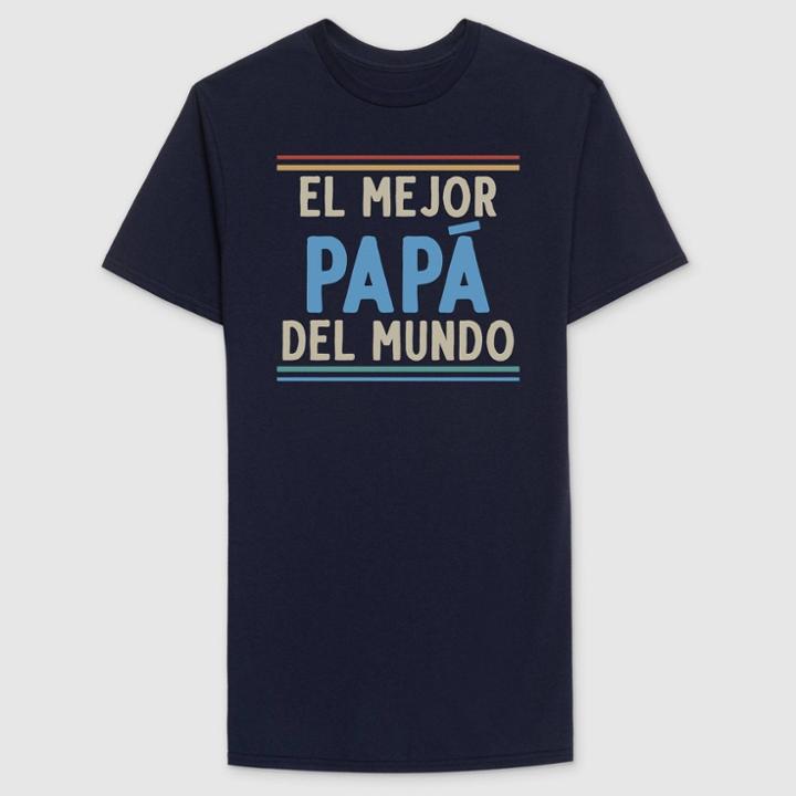 Well Worn Men's El Mejor Padre Short Sleeve Graphic T-shirt - Navy Blue