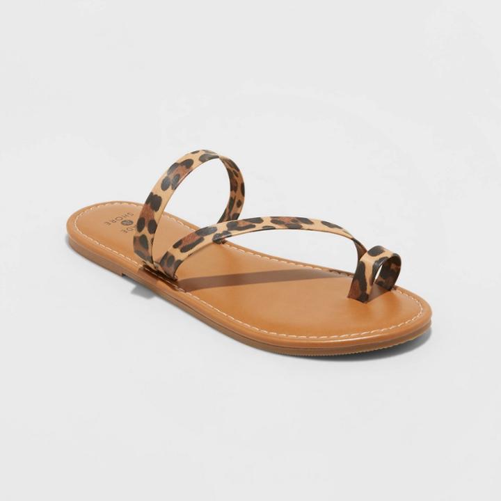 Shade & Shore Women's Andora Leopard Print Asymmetrical Toe Ring Sandals - Shade &
