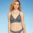 Women's Textured Longline Triangle Bikini Top - Shade & Shore Black/white