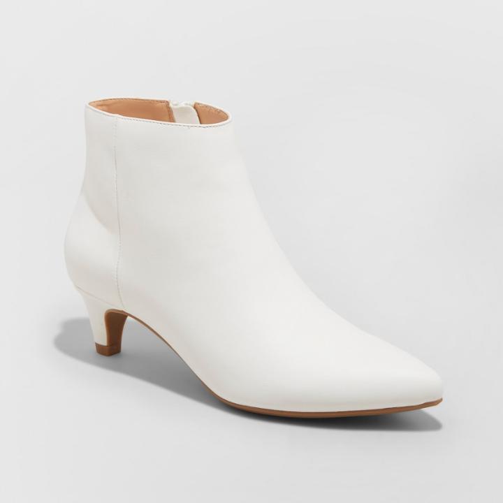 Target Women's Flo Kitten Zipper Booties - A New Day White