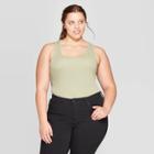 Target Women's Plus Size Sleeveless Scoop Neck Rib Racerback Tank Top - Universal Thread Green