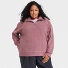 Women's Plus Size Sherpa Quarter Zip Pullover Sweatshirt - Ava & Viv