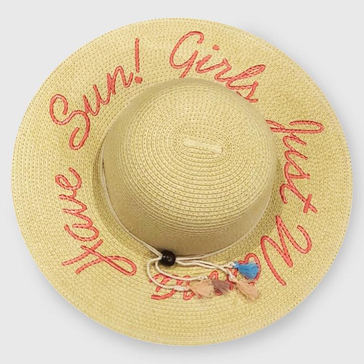 Junk Food Women's Mickey Mouse Embroidered Straw Hat - Natural