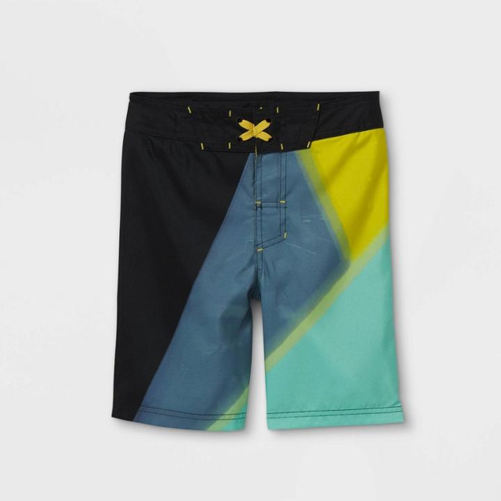 Boys' Colorblock Swim Trunks - Art Class Black