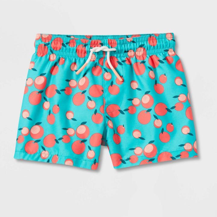 Baby Boys' Fruit Print Swim Shorts - Cat & Jack Peach Orange