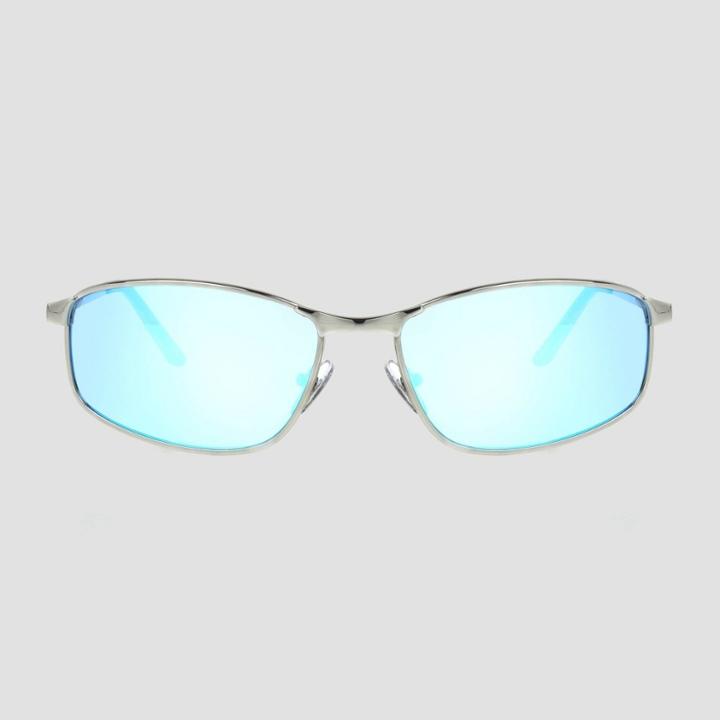 Men's Square Metal Sunglasses - Goodfellow & Co Silver, Grey/silver