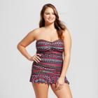 Surfside Women's Plus Size Bandeau Swim Dress - Red 1x,