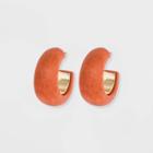 Open Wood Hoop Earrings - A New Day Orange