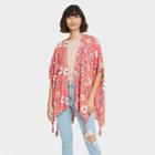 Women's Floral Print Short Sleeve Kimono Jacket - Knox Rose Pink