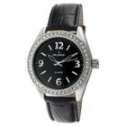 Peugeot Watches Peugeot Women's Swarovski Crystal Accented Leather Strap Watch - Black