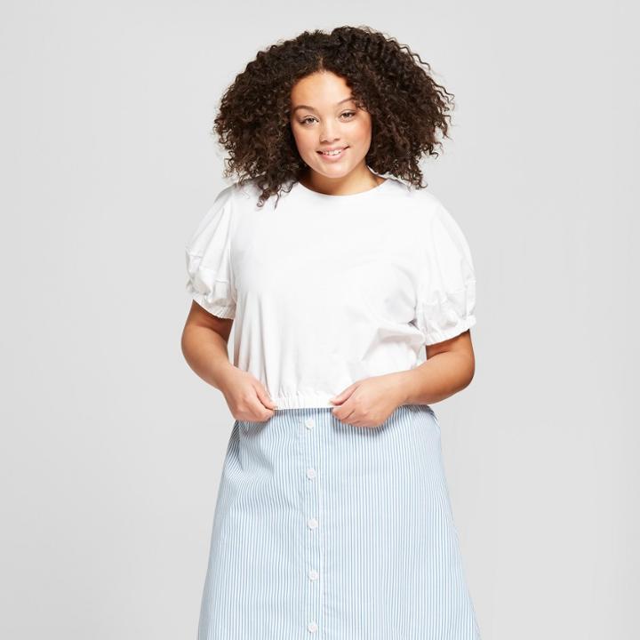 Women's Plus Size Balloon Sleeve T-shirt - A New Day White
