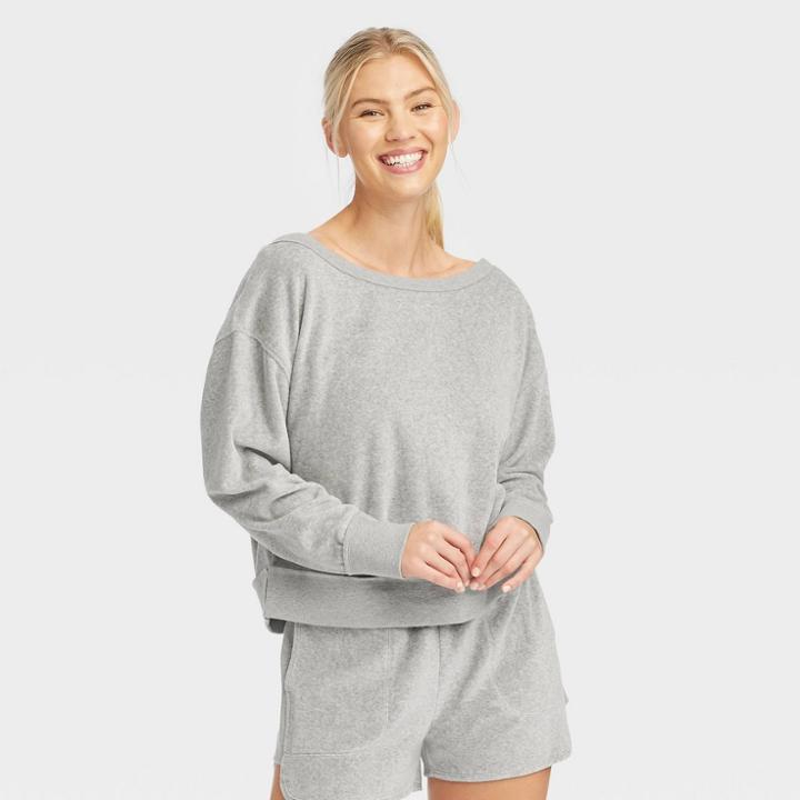 Women's Velour Sweatshirt - Joylab Heathered Gray