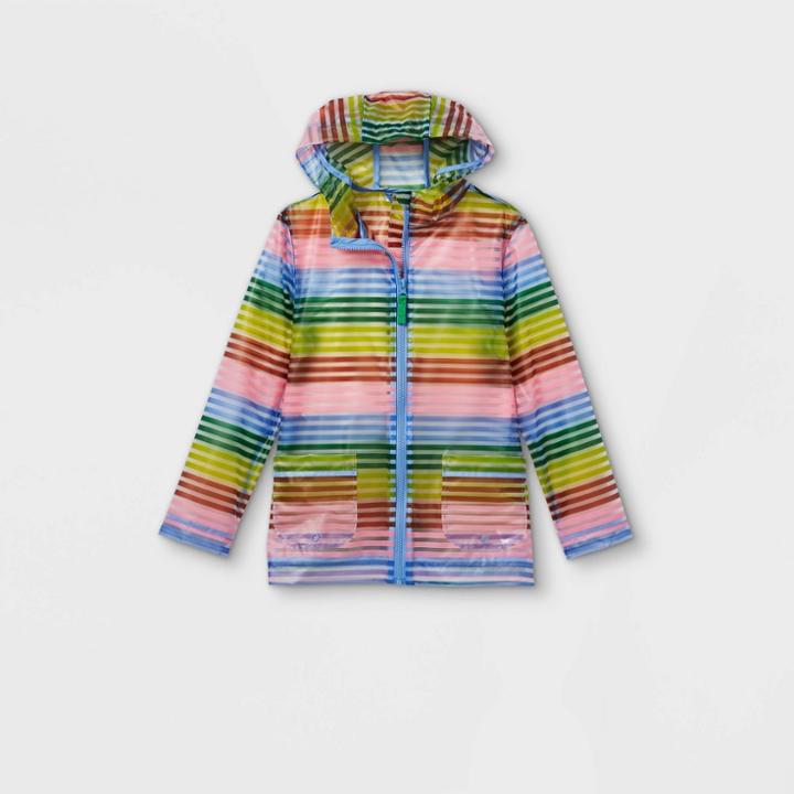 Girls' Striped Rain Jacket - Cat & Jack