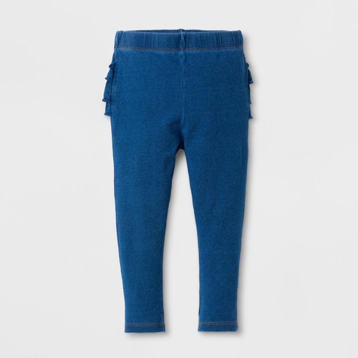 Baby Girls' Ruffle Bum Faux Denim Leggings - Cat & Jack Blue
