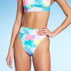 Women's High Leg High Waist Bikini Bottom - Xhilaration Metallic Tie-dye Xs, Women's,