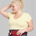 Women's Plus Size Short Sleeve V-neck Fitted T-shirt - Wild Fable Yellow 1x, Women's,